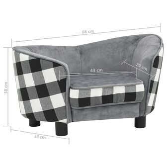 Hondenbank 68x38x38 cm pluche grijs 10