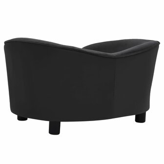 Hondenbank 69x49x40 cm pluche en kunstleer zwart 5
