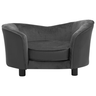 Hondenbank 69x49x40 cm pluche en kunstleer donkergrijs 3