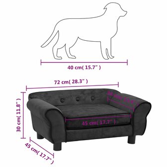 Hondenbank 72x45x30 cm pluche donkergrijs 9