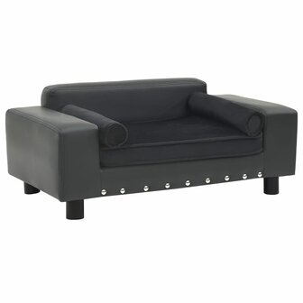 Hondenbank 81x43x31 cm pluche en kunstleer donkergrijs 1