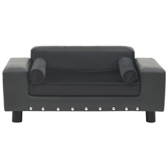 Hondenbank 81x43x31 cm pluche en kunstleer donkergrijs 2