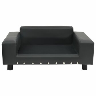 Hondenbank 81x43x31 cm pluche en kunstleer donkergrijs 4
