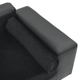 Hondenbank 81x43x31 cm pluche en kunstleer donkergrijs 6