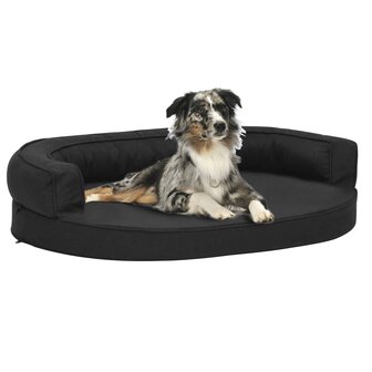 Hondenbed ergonomisch linnen-look 75x53 cm zwart 1