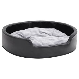 Hondenmand 79x70x19 cm pluche en kunstleer zwart en grijs 2