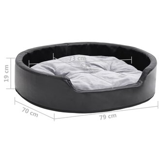 Hondenmand 79x70x19 cm pluche en kunstleer zwart en grijs 8