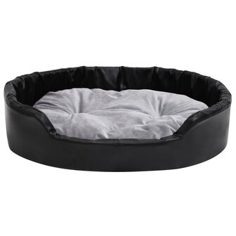 Hondenmand 90x79x20 cm pluche en kunstleer zwart en grijs 3