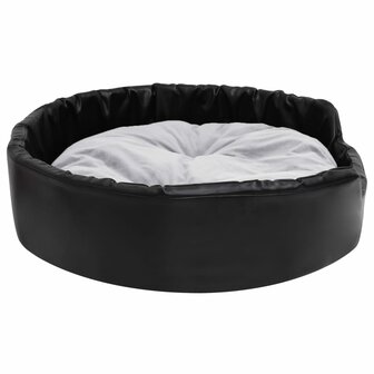 Hondenmand 90x79x20 cm pluche en kunstleer zwart en grijs 4