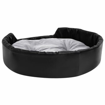 Hondenmand 90x79x20 cm pluche en kunstleer zwart en grijs 5