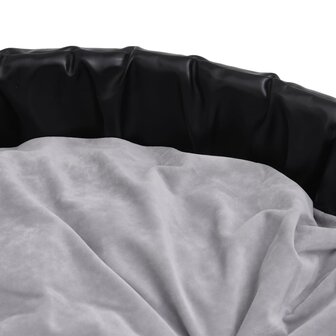 Hondenmand 90x79x20 cm pluche en kunstleer zwart en grijs 6