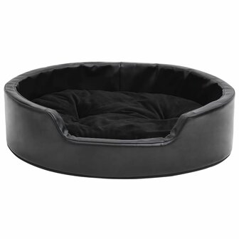 Hondenmand 69x59x19 cm pluche en kunstleer zwart 3