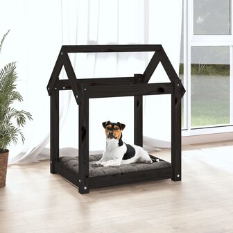 Hondenmand 61x50x70 cm massief grenenhout zwart 3