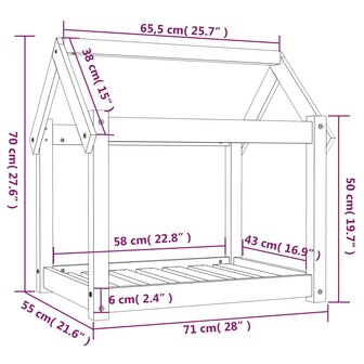 Hondenmand 71x55x70 cm massief grenenhout honingbruin 8