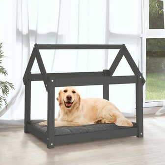 Hondenmand 81x60x70 cm massief grenenhout grijs 3