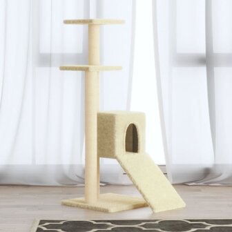 Kattenmeubel met sisal krabpalen 92 cm cr&egrave;mekleurig 1