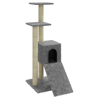 Kattenmeubel met sisal krabpalen 92 cm lichtgrijs 2