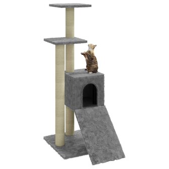 Kattenmeubel met sisal krabpalen 92 cm lichtgrijs 4