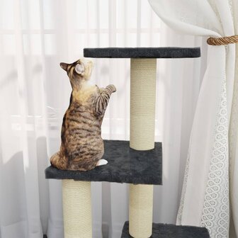 Kattenmeubel met sisal krabpalen 92 cm donkergrijs 3