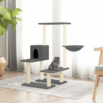 Kattenmeubel met sisal krabpalen 94,5 cm donkergrijs 1