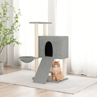 Kattenmeubel met sisal krabpalen 96 cm lichtgrijs 1