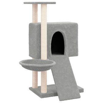 Kattenmeubel met sisal krabpalen 96 cm lichtgrijs 2