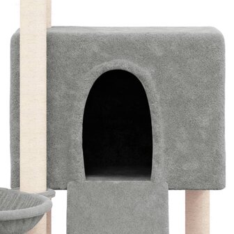 Kattenmeubel met sisal krabpalen 96 cm lichtgrijs 6