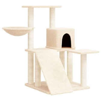 Kattenmeubel met sisal krabpalen 82 cm cr&egrave;mekleurig 2