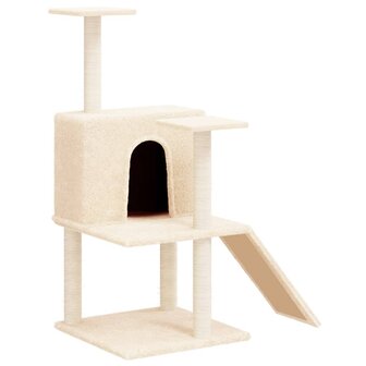 Kattenmeubel met sisal krabpalen 109 cm cr&egrave;mekleurig 2