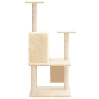 Kattenmeubel met sisal krabpalen 109 cm cr&egrave;mekleurig 4