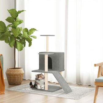 Kattenmeubel met sisal krabpalen 109 cm lichtgrijs 1
