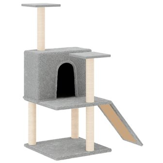 Kattenmeubel met sisal krabpalen 109 cm lichtgrijs 2