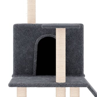 Kattenmeubel met sisal krabpalen 109 cm donkergrijs 6