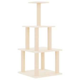 Kattenmeubel met sisal krabpalen 111 cm cr&egrave;mekleurig 2