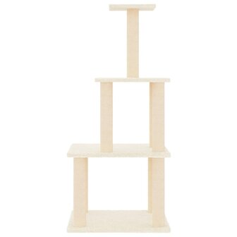 Kattenmeubel met sisal krabpalen 111 cm cr&egrave;mekleurig 3