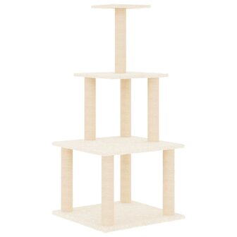 Kattenmeubel met sisal krabpalen 111 cm cr&egrave;mekleurig 4