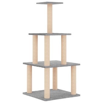 Kattenmeubel met sisal krabpalen 111 cm lichtgrijs 2