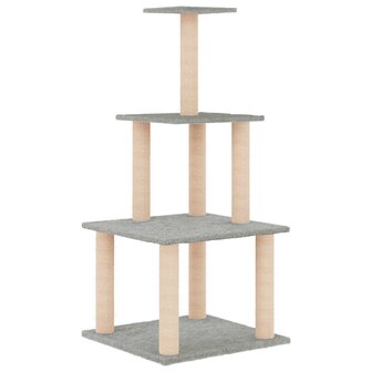 Kattenmeubel met sisal krabpalen 111 cm lichtgrijs 4