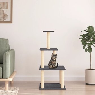 Kattenmeubel met sisal krabpalen 111 cm donkergrijs 1