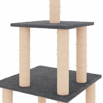 Kattenmeubel met sisal krabpalen 111 cm donkergrijs 5