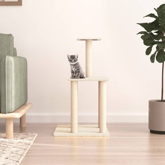 Kattenmeubel met sisal krabpalen 85,5 cm cr&egrave;mekleurig 1