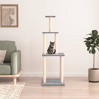 Kattenmeubel met sisal krabpalen 149 cm lichtgrijs 1