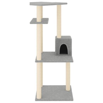 Kattenmeubel met sisal krabpalen 123 cm lichtgrijs 3