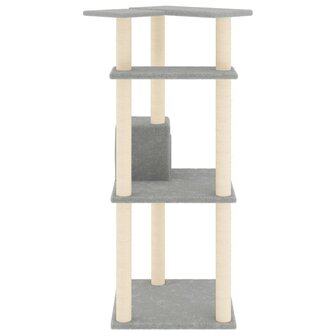 Kattenmeubel met sisal krabpalen 123 cm lichtgrijs 4