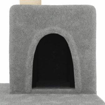Kattenmeubel met sisal krabpalen 123 cm lichtgrijs 6