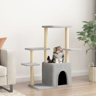 Kattenmeubel met sisal krabpalen 97,5 cm lichtgrijs 1