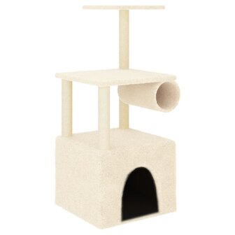 Kattenmeubel met sisal krabpalen 109,5 cm cr&egrave;mekleurig 2