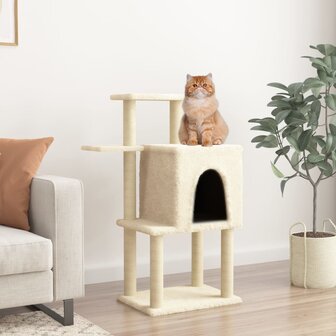 Kattenmeubel met sisal krabpalen 97 cm cr&egrave;mekleurig 1