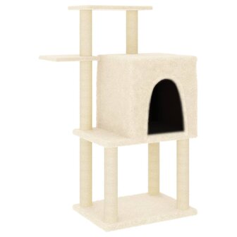 Kattenmeubel met sisal krabpalen 97 cm cr&egrave;mekleurig 2