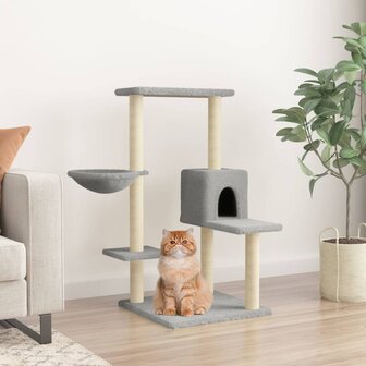 Kattenmeubel met sisal krabpalen 95 cm lichtgrijs 1